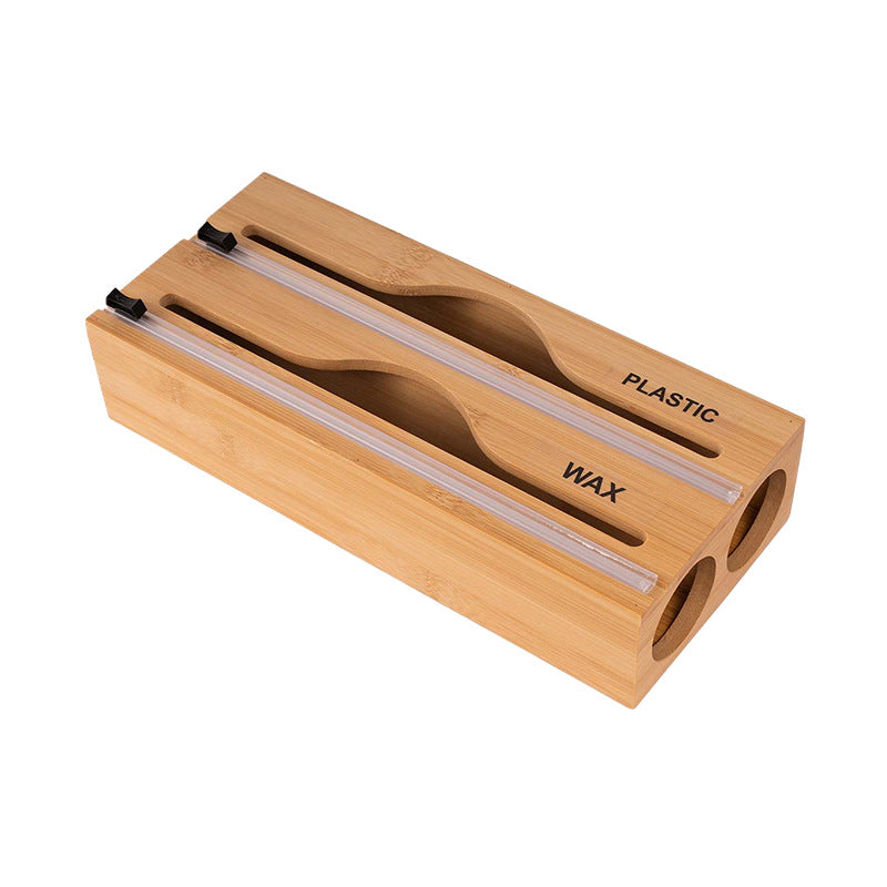 Simple wall-mounted bamboo and wood cling film cutter kitchen supplies multi-grid multi-layer scribing knife two-way cutter - V.I.P Digital Presence