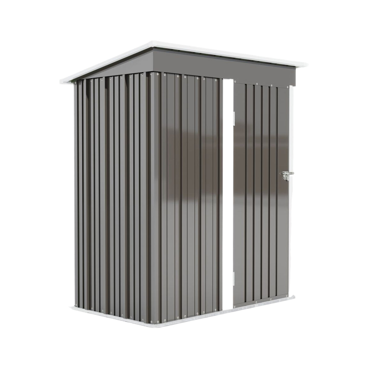 5 * 3FT outdoor storage shed, tool shed with sloping roof and lockable door, backyard garden metal shed, courtyard lawn, gray - V.I.P Digital Presence