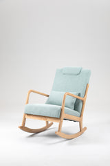 Rocking Chair Upholstered Fabric Rocking Armchair Indoor with High Backrest Glider Chairs and Lumbar Pillow for Living Room - V.I.P Digital Presence
