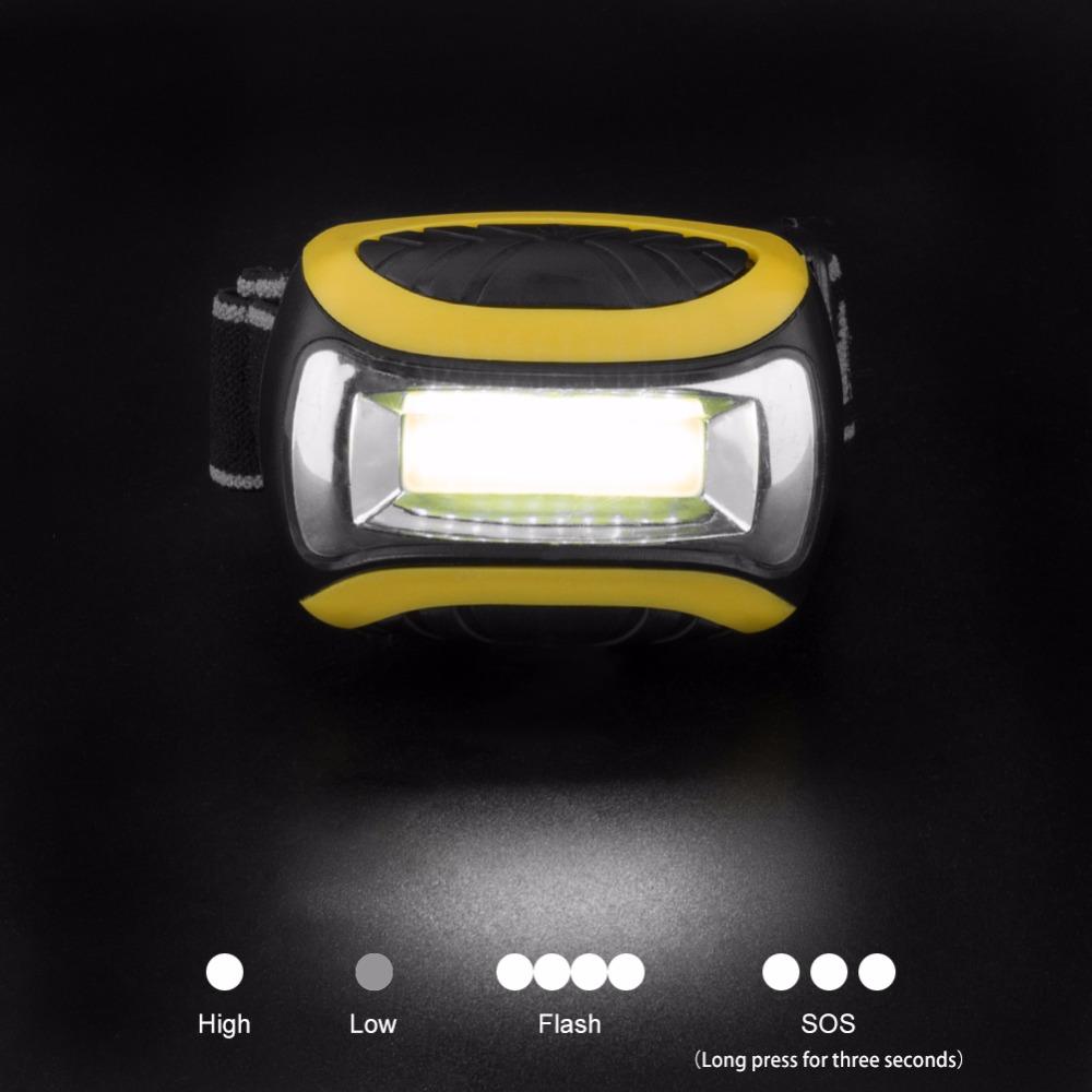 Linterna frontal LED COB de 4 modos y bajo consumo para deportes al aire libre (AAA)