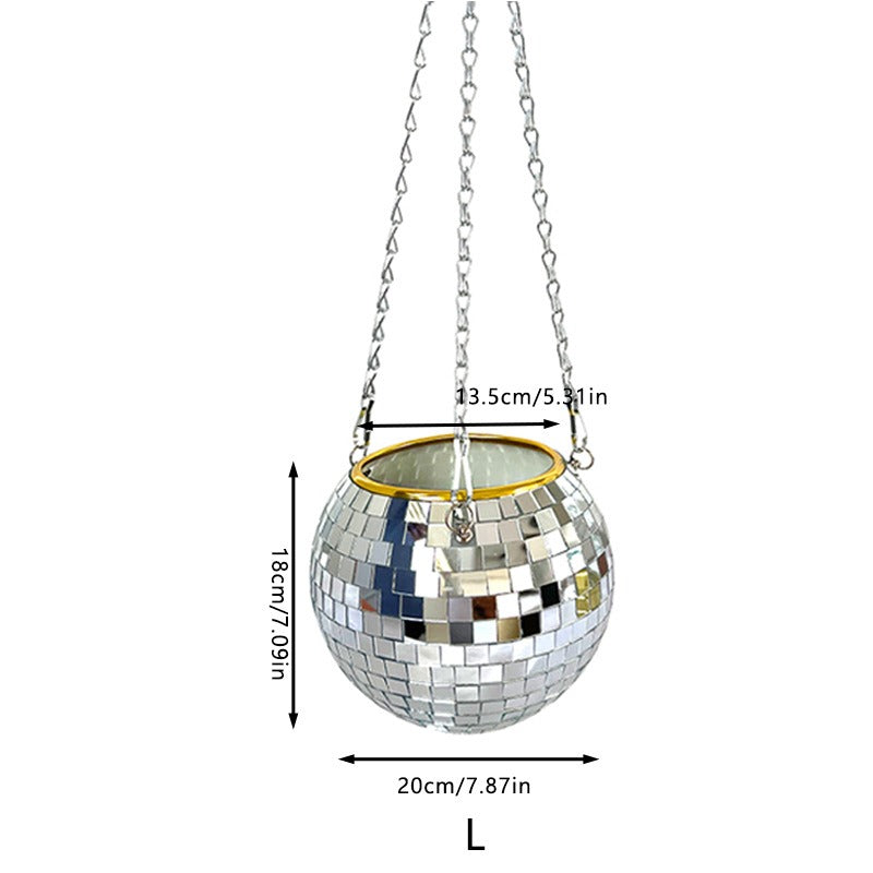 Disco Ball Planter Hanging Mirror Spherical Plastic Flower Pot Horticultural Hanging Basket - V.I.P Digital Presence