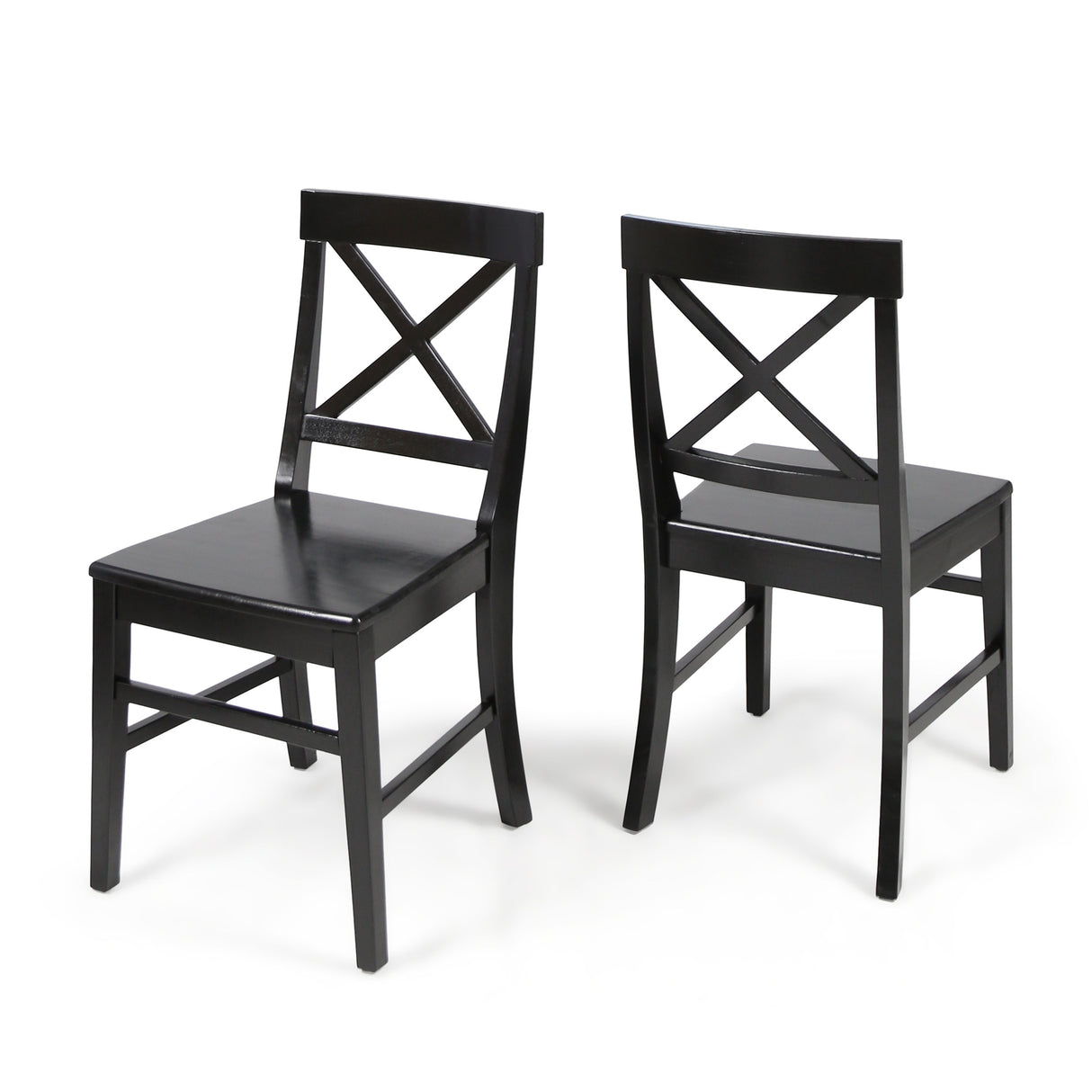 Roshan Farmhouse Acacia Wood Dining Chairs, Black (Set of 2) - V.I.P Digital Presence