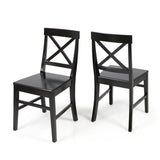 Roshan Farmhouse Acacia Wood Dining Chairs, Black (Set of 2) - V.I.P Digital Presence