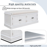 TREXM storage table with 4 adjustable doors and shelves, detachable padded shoe stand (white) - V.I.P Digital Presence