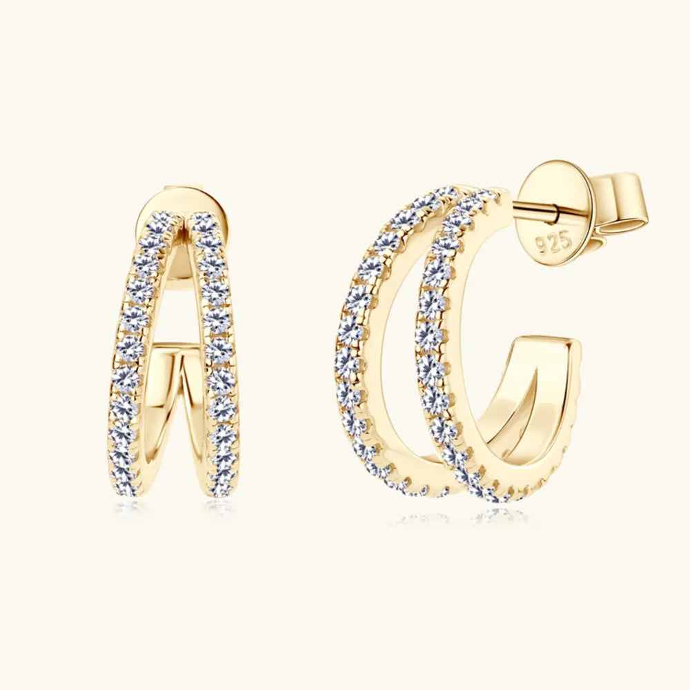 Moissanite 925 Sterling Silver C-Hoop Earrings - V.I.P Digital Presence