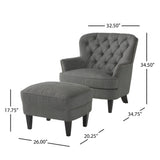 Modern grey fabric club chair and Ottoman set, stylish cushioned armchair, paired with Ottoman style - V.I.P Digital Presence