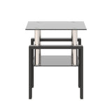 1-Piece Modern Tempered Glass Tea Table Coffee Table End Table, Square Table for Living Room, Black - V.I.P Digital Presence