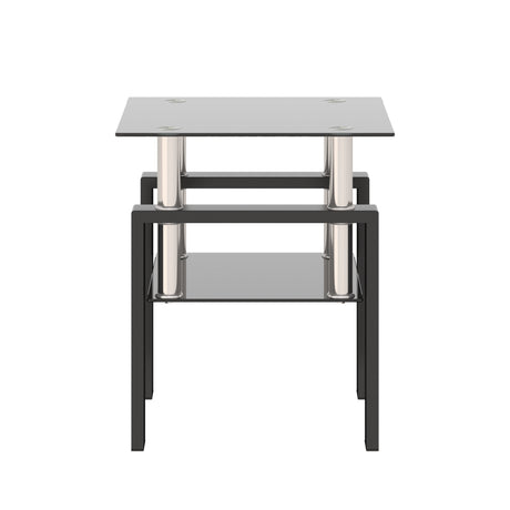 1-Piece Modern Tempered Glass Tea Table Coffee Table End Table, Square Table for Living Room, Black - V.I.P Digital Presence