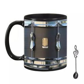 Vintage Drum Mug, 11oz. Black & White, Funny Ceramic Mug. Ideal Cool Gift for Drummers and Musicians. - V.I.P Digital Presence