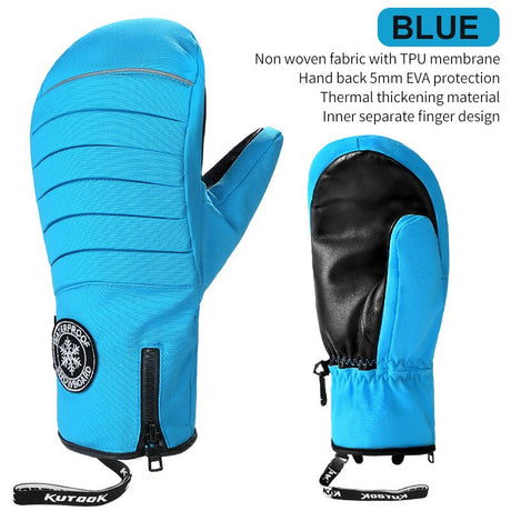 KUTOOK Winter Ski Mittens Windproof Snowboard Mittens Thermal Fleece Lining Skiing Gloves Waterproof Goatskin Palm Outdoor Sport - V.I.P Digital Presence