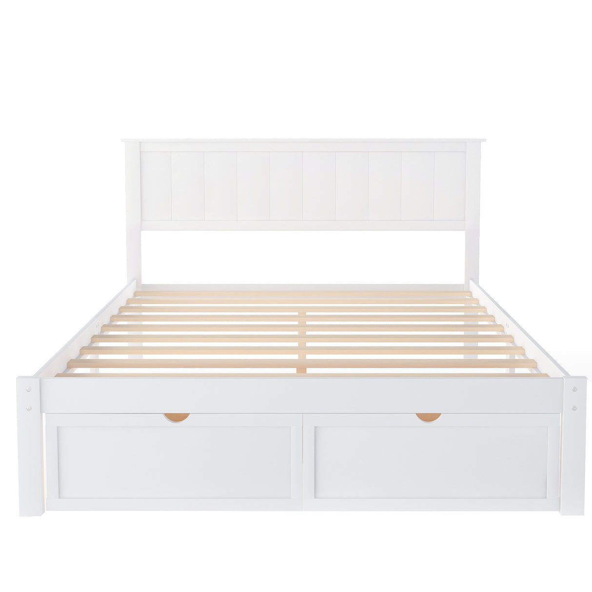 Full Size Platform Bed with Under-bed Drawers White - V.I.P Digital Presence