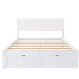 Full Size Platform Bed with Under-bed Drawers White - V.I.P Digital Presence