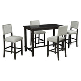 TREXM 5-Piece Counter Height Dining Set, Classic Elegant Table and 4 Chairs in Espresso and Beige - V.I.P Digital Presence