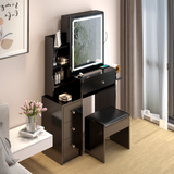 Dressing table+cushioned stool, 2 AC+2 USB power supplies, touch sliding LED mirror, tri color switch - V.I.P Digital Presence