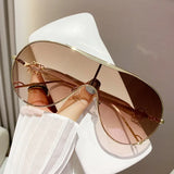 Metal one-piece sunglasses, one-piece large-frame sports goggles, cycling windproof sunglasses, men's and women's advanced sense - V.I.P Digital Presence