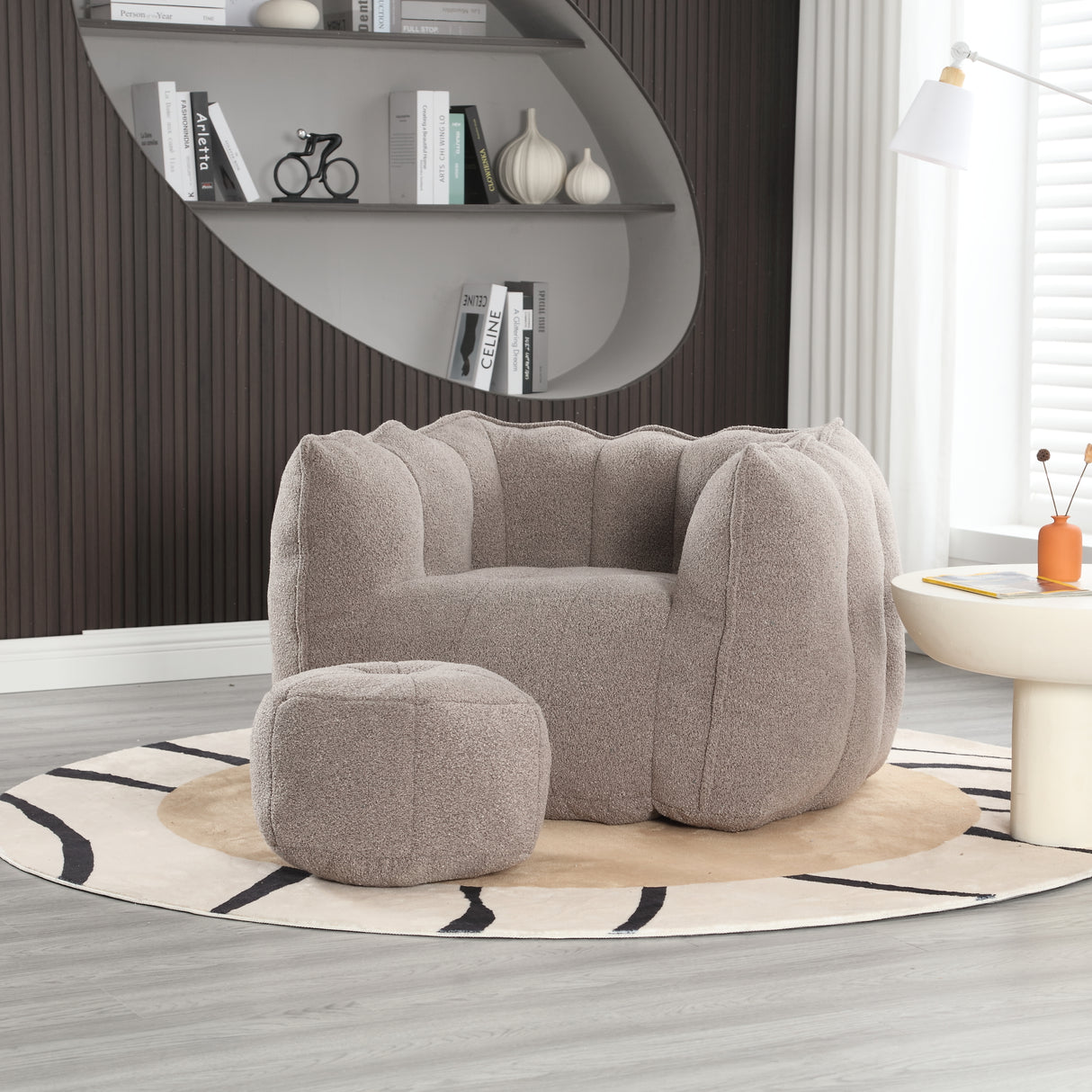Soft Bean Bag Chair with High Resilient Foam(Chips)for living room and bedroom,Comfortable Square Lazy Sofa with Footstool - V.I.P Digital Presence