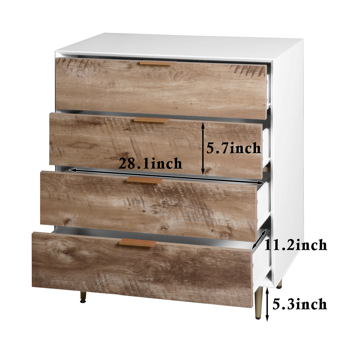Wooden Tall 4 Drawer Dresser,Chest of Drawers with 4 Metal Legs, Anti-Tipping Device for Bedroom,Living Room - V.I.P Digital Presence