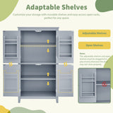 Bathroom floor storage cabinet, bathroom storage cabinet, 4-door independent cabinet, adjustable shelf, adaptive shelf, gray - V.I.P Digital Presence