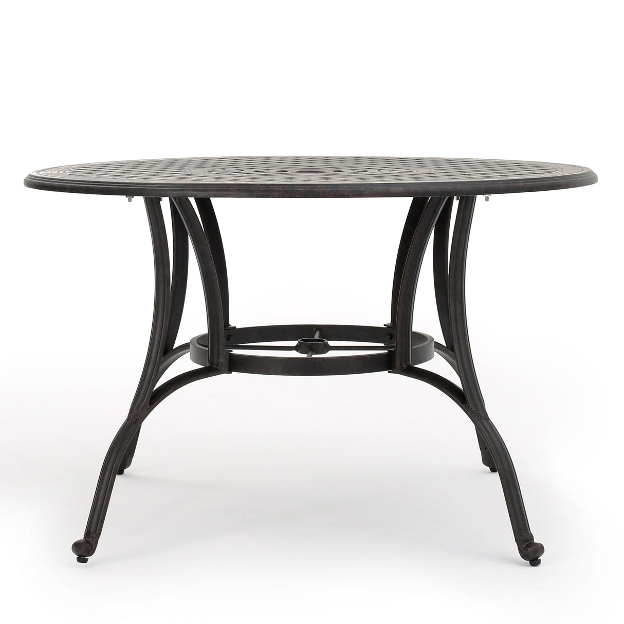 Outdoor Cast Aluminum Circular Dining Table, Bronze - V.I.P Digital Presence