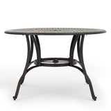 Outdoor Cast Aluminum Circular Dining Table, Bronze - V.I.P Digital Presence
