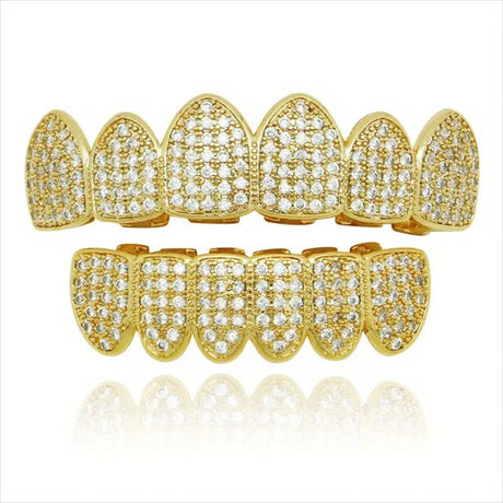 Hip hop braces with copper zircon micro inlaid with real gold Halloween teeth decoration exaggerated hiphopgrills - V.I.P Digital Presence