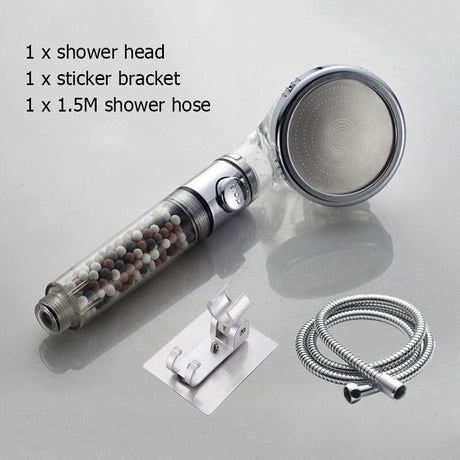 New Tourmaline balls Filter Shower Head Water saving 3 Modes adjustable SPA shower head on/off button high pressure shower - V.I.P Digital Presence