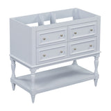 36" Bathroom Vanity Cabinet without Sink Standing Vanity Set with 4 Drawers& Soft Closing Doors Blue (NOT INCLUDE BASIN SINK) - V.I.P Digital Presence