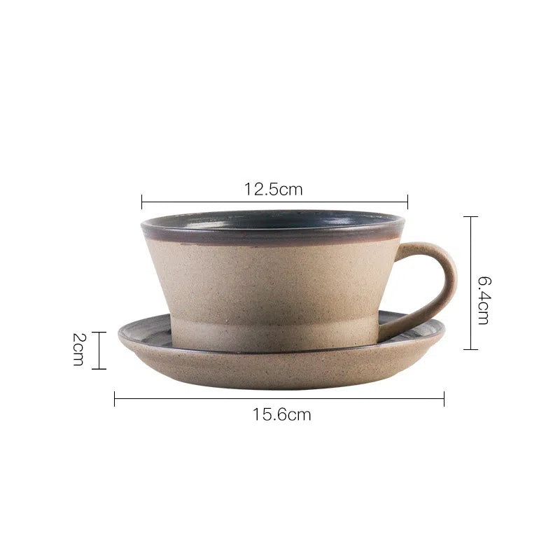 Coarse pottery coffee cup and plate set creative handmade retro coffee cup artistic cup plate milk cup - V.I.P Digital Presence