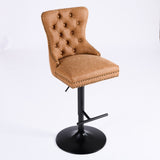 Vintage PU rotating bar stool, seat height adjustable from 25-33 inches, modern bar stool (orange, 2-piece set) - V.I.P Digital Presence