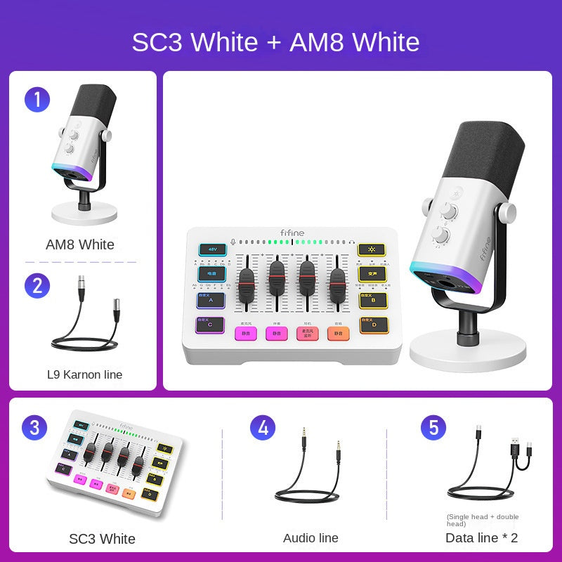Fifine Game Live Streaming Equipment SC3 Full Set USB External Sound Card Microphone Desktop Karaoke - V.I.P Digital Presence