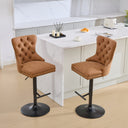 Vintage PU rotating bar stool, seat height adjustable from 25-33 inches, modern bar stool (orange, 2-piece set) - V.I.P Digital Presence