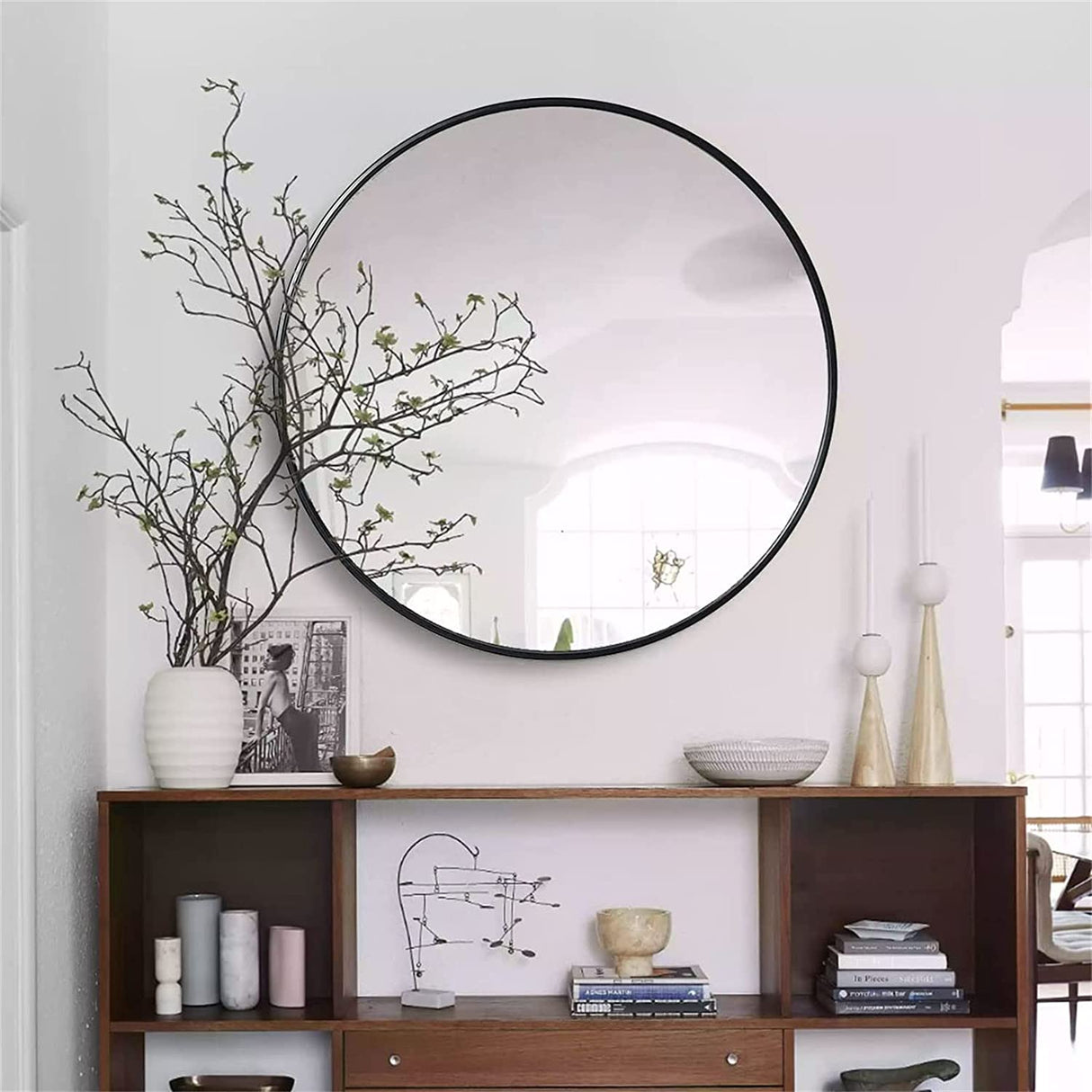Black 30 Inch Metal Round Bathroom Mirror - V.I.P Digital Presence