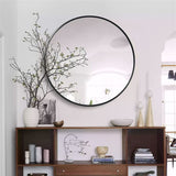 Black 30 Inch Metal Round Bathroom Mirror - V.I.P Digital Presence