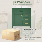 30-Inch Green Bathroom Vanity with Ceramic Sink and Ample Storage - Ideal Choice for Small Bathrooms - V.I.P Digital Presence