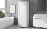 Tall bathroom storage cabinet with two drawers and adjustable shelves for independent storage - V.I.P Digital Presence