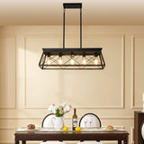 5-Light Farmhouse Chandeliers for Dining Room Metal Rustic Pendant Island Light  Modern Rectangular Island Lights (No Bulbs)