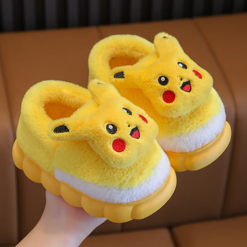 Winter children's cotton slippers, cute cartoon home for girls, warm and non slip indoor and outdoor baby cotton shoes, parent-child shoes, winter - V.I.P Digital Presence