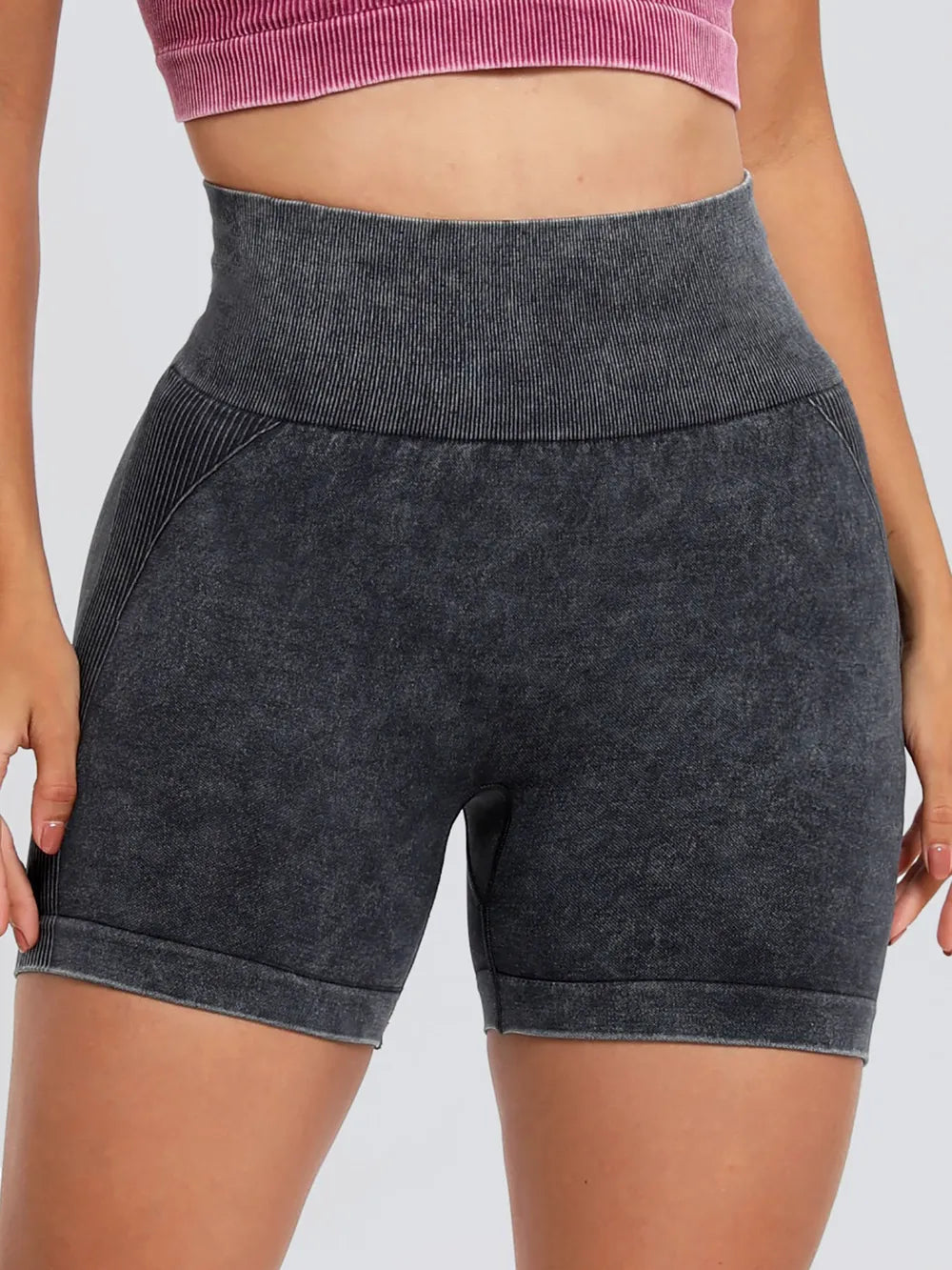 Washed High Waist Active Shorts - V.I.P Digital Presence