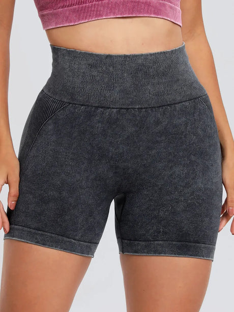 Washed High Waist Active Shorts - V.I.P Digital Presence
