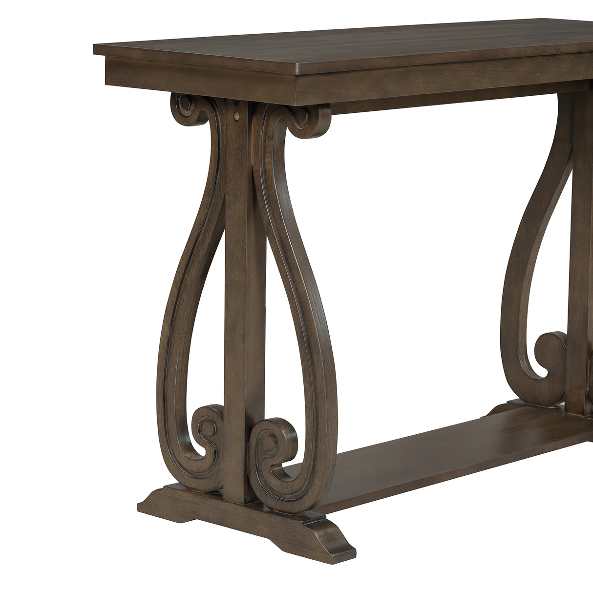 48-Inch Rustic Vintage Console Table --- Farmhouse Style Entryway Table with Open Shelf and Sturdy Construction (Walnut) - V.I.P Digital Presence