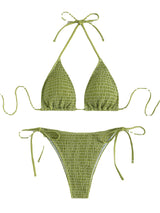 Printed lace up neck hanging sexy bikini triangle hot spring split swimsuit for women - V.I.P Digital Presence