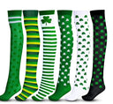 Irish Festival Green Trefoil Stockings Over the Knee Socks St Patrick's Day Party Striped Socks - V.I.P Digital Presence