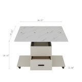 Modern lift coffee table, living room with 4 chairs, expandable 1 hidden storage space+2 drawers, folding dining table - V.I.P Digital Presence