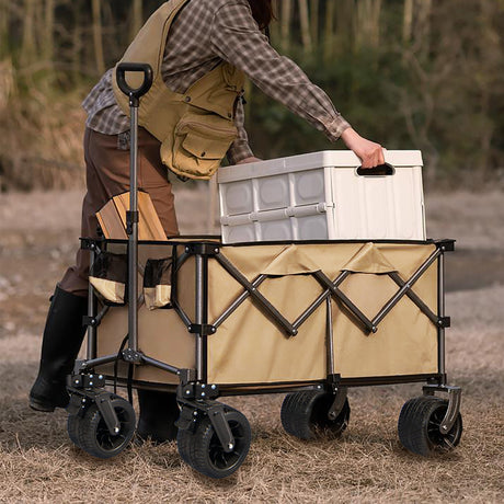 Collapsible Folding Wagon Push Pull Foldable Beach Wagon Cart - V.I.P Digital Presence