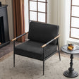 Leisure Lounge Chair Arm Chair with Metal Frame, Upholstered Side Chair Comfy Sitting Chair for Living Room, Black Chenille - V.I.P Digital Presence