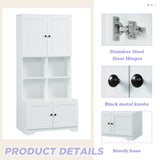 Bathroom storage cabinet, 4-door independent cabinet, adjustable shelf, open multi-layer shelf, white - V.I.P Digital Presence