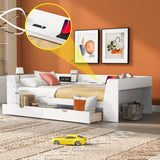 Upholstered Daybed with Trundle, Wood Slat Support,Upholstered Frame Sofa Bed Twin Blue - V.I.P Digital Presence