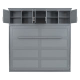 Full Size Murphy Bed Wall Bed with Top Cabinets,Gray - V.I.P Digital Presence