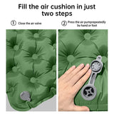 Outdoor double inflatable sleeping pad – with built-in pillow & pump, for camping, backpacking, hiking.