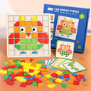 Wooden children's mosaic 3D building blocks, three-dimensional puzzle, children's color cognition, early education and puzzle game